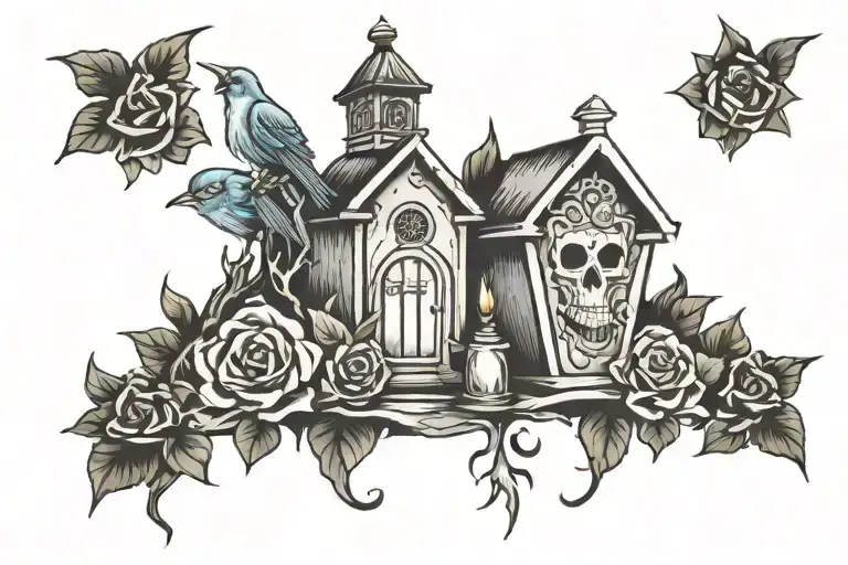 graveyard tattoo design idea