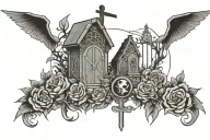 graveyard tattoo design idea