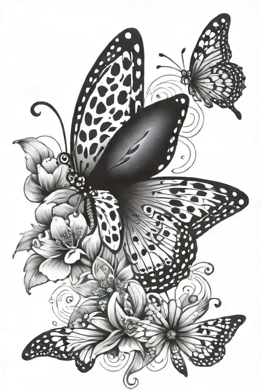 leopard print, butterfly, diamonds sparkles tattoo design idea