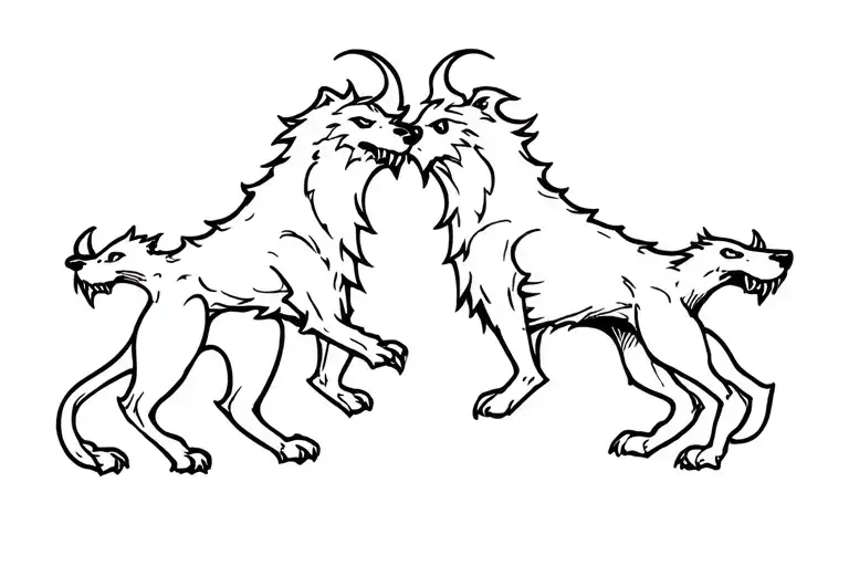 Cerberus gnaws at the heart tattoo design idea