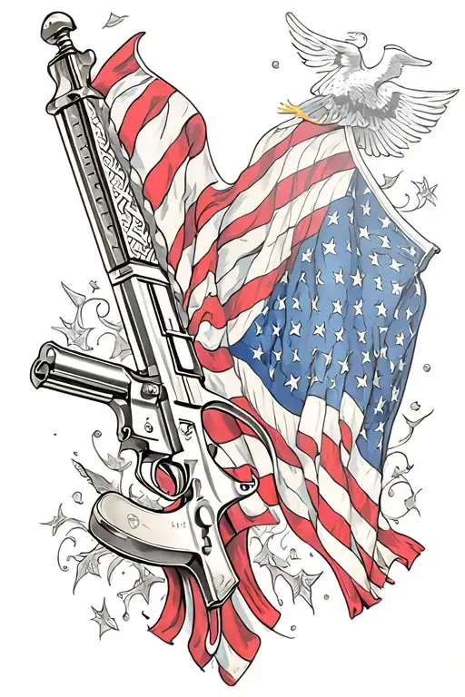 American flag and 2nd amendment tattoo design idea