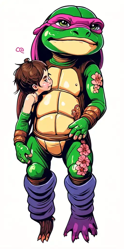 Turtle and children Mathias and Alice tattoo design idea