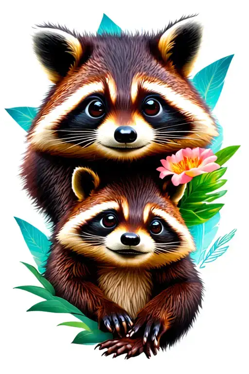 Rocket Racoon and Hi Hi from Moana tattoo design idea
