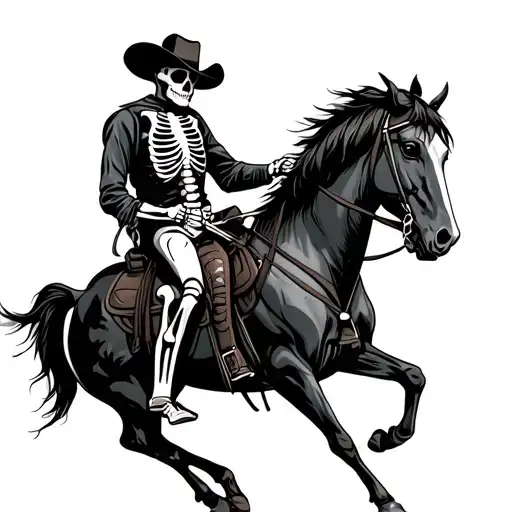 Skeleton cowboy riding a horse  tattoo design idea