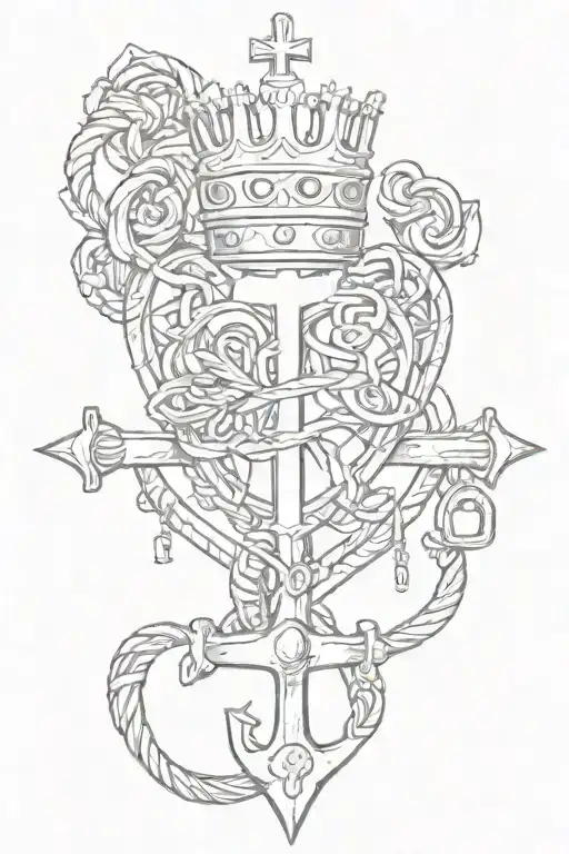 lock anchor heart crown tattoo design idea
