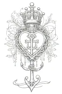 lock anchor heart crown tattoo design idea