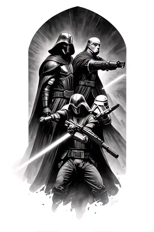 the brotherhood of Steele from fallout alongside the Jedi fighting Caesars legion from fallout and the sith tattoo design idea