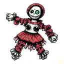 Voodoo doll split middle tattoo design idea