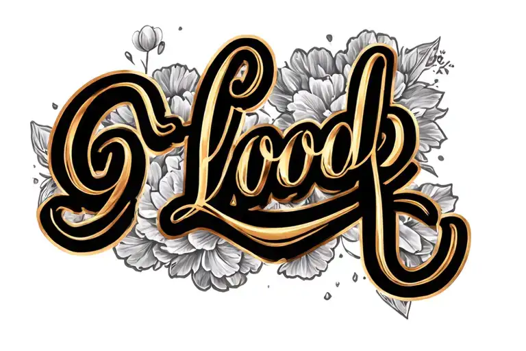 "GOOD LUCK" gold pan tattoo design idea