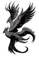 Aquarius constellation with pheonix rising tattoo design idea