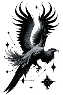 Aquarius constellation with pheonix rising tattoo design idea