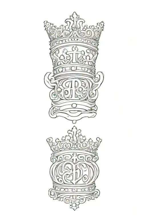 queens crown P L D letters tattoo design idea