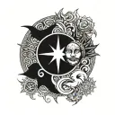 Sun and moon mandala tattoo design idea