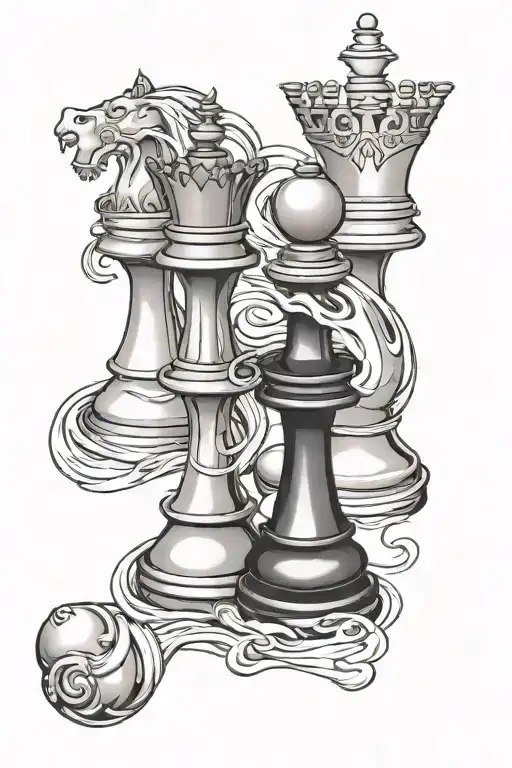 Chess pieces incorporated tattoo design idea