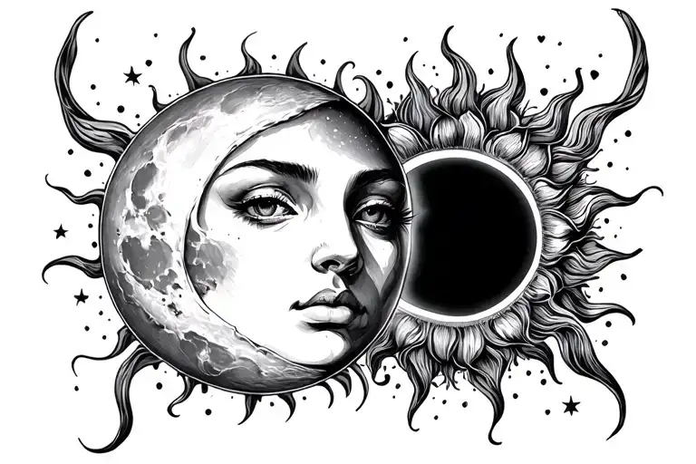 Moon and Sun Impossible love tattoo design idea