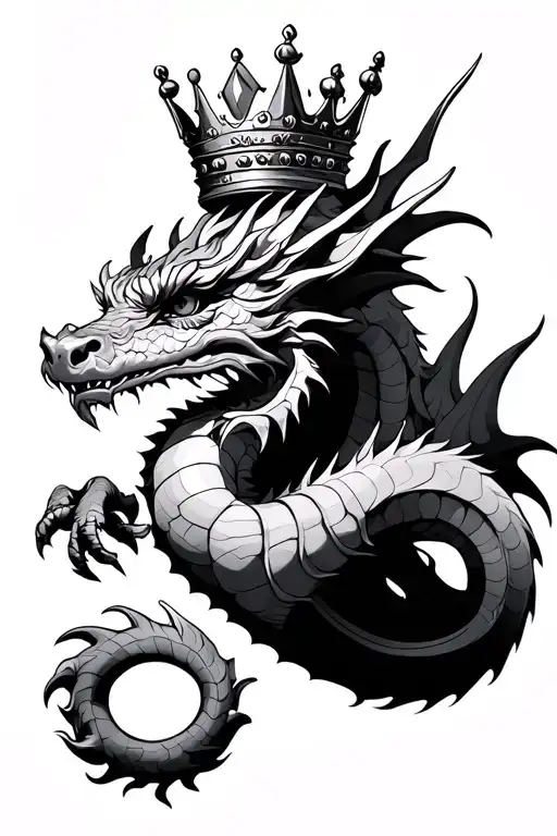 Dragon with a prince of the house with the Crown Departure tattoo design idea