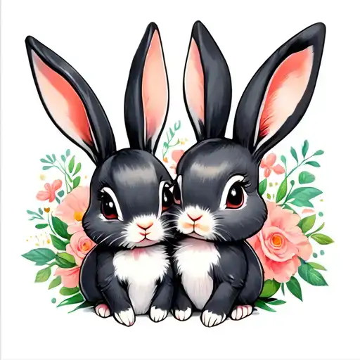 mom bunny and baby bunny  tattoo design idea