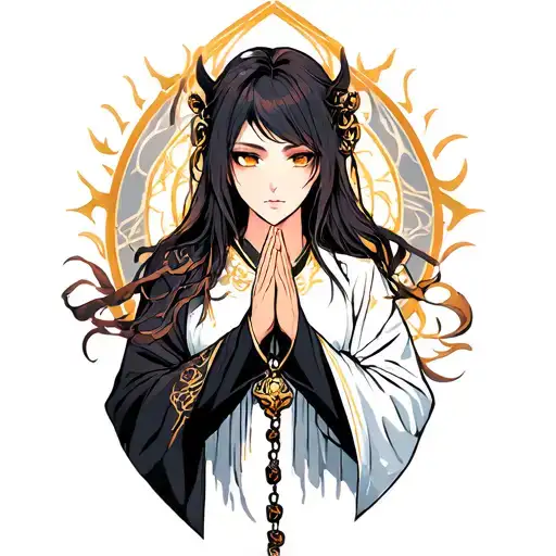 gyomei himegima demon slayer praying with a rosary tattoo design idea