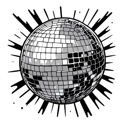 disco ball vinyl and vibes cartoon tattoo design idea