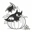 bat and pumpkin tattoo design idea