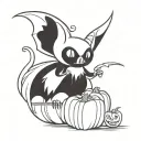 bat and pumpkin tattoo design idea