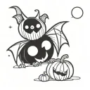 bat and pumpkin tattoo design idea