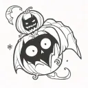 bat and pumpkin tattoo design idea