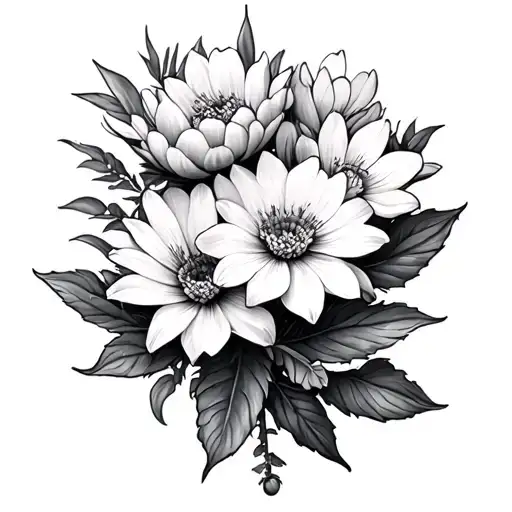 March, April, May, August, November and December birth flower on a cactus  tattoo design idea
