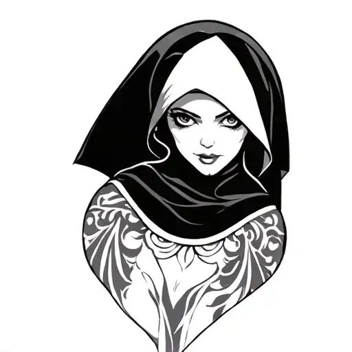sexy nun tattoo design idea