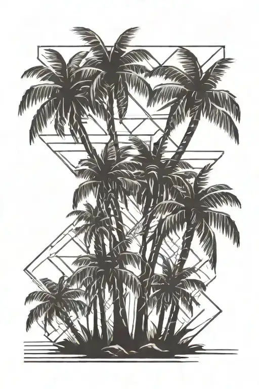 palm tree rectangular tattoo tattoo design idea