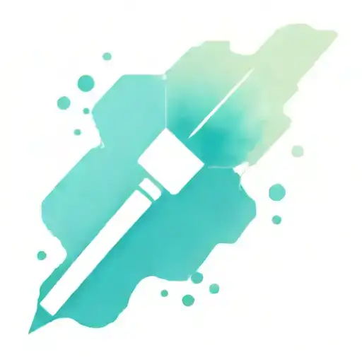 palette with brush as lightsaber, dice and cat paw print in background tattoo design idea