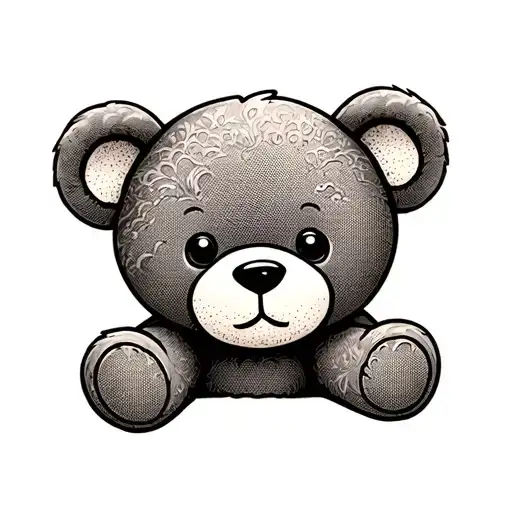 Fine Line Teddy Bear outline tattoo design idea