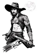 space cowboy tattoo design idea