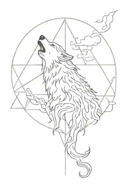 wolf  Jasper survival trauma sky starts sun st michael Valerie tattoo design idea