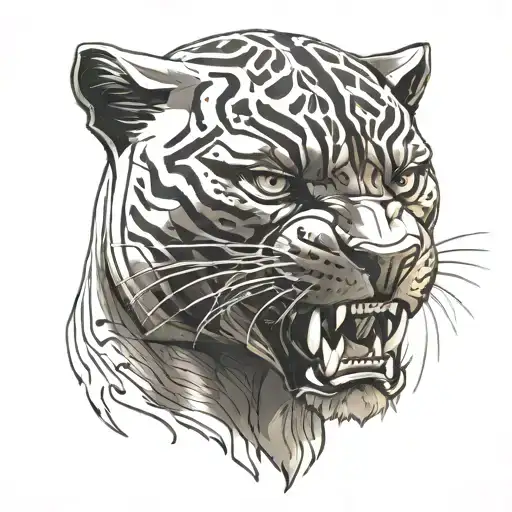 black panther growling tattoo design idea