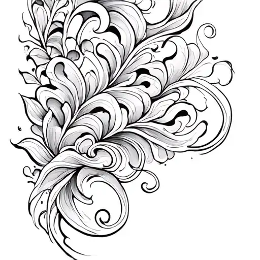 A delicate wavy pattern, starting with ankle and covering caviar, with soft curved lines, causing a feeling tattoo design idea