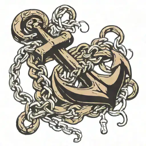 rusty anchor chain intertwined tattoo design idea