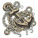 rusty anchor chain intertwined tattoo design idea