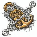 rusty anchor chain intertwined tattoo design idea