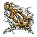 rusty anchor chain intertwined tattoo design idea