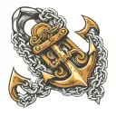 rusty anchor chain intertwined tattoo design idea