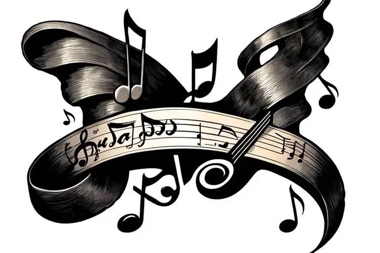 Cinema and Music notes tattoo design idea