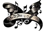 Cinema and Music notes tattoo design idea