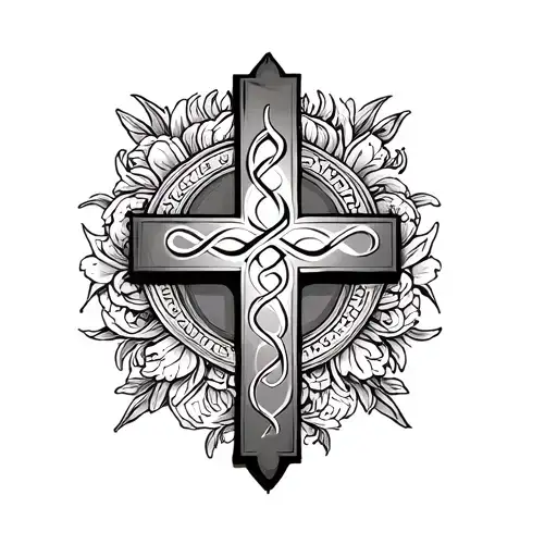 ornamental cross with infinity symbol and John 3:16 inside of it  tattoo design idea