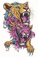 Wyatt and lion roaring tattoo design idea