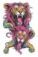 Wyatt and lion roaring tattoo design idea