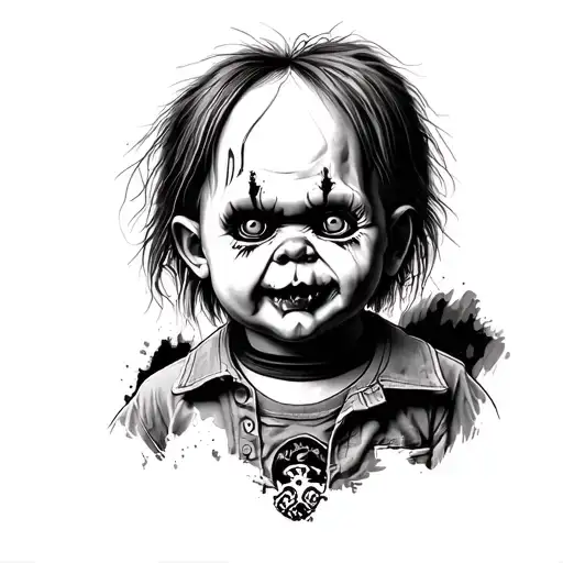 Chucky face tattoo design idea