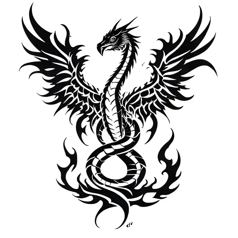 cobra phoenix rising from the ashes tattoo design idea