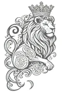 lion royal flourish wearing crown tattoo design idea