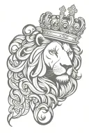 lion royal flourish wearing crown tattoo design idea